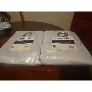 SET OF 2 Sun Zero Preston 40" x 95" Grommet Blackout Curtain Panels, Lighr Gray